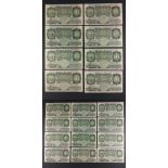 UK Bank of England £1 green Beale banknotes x20 in good collectible grades.