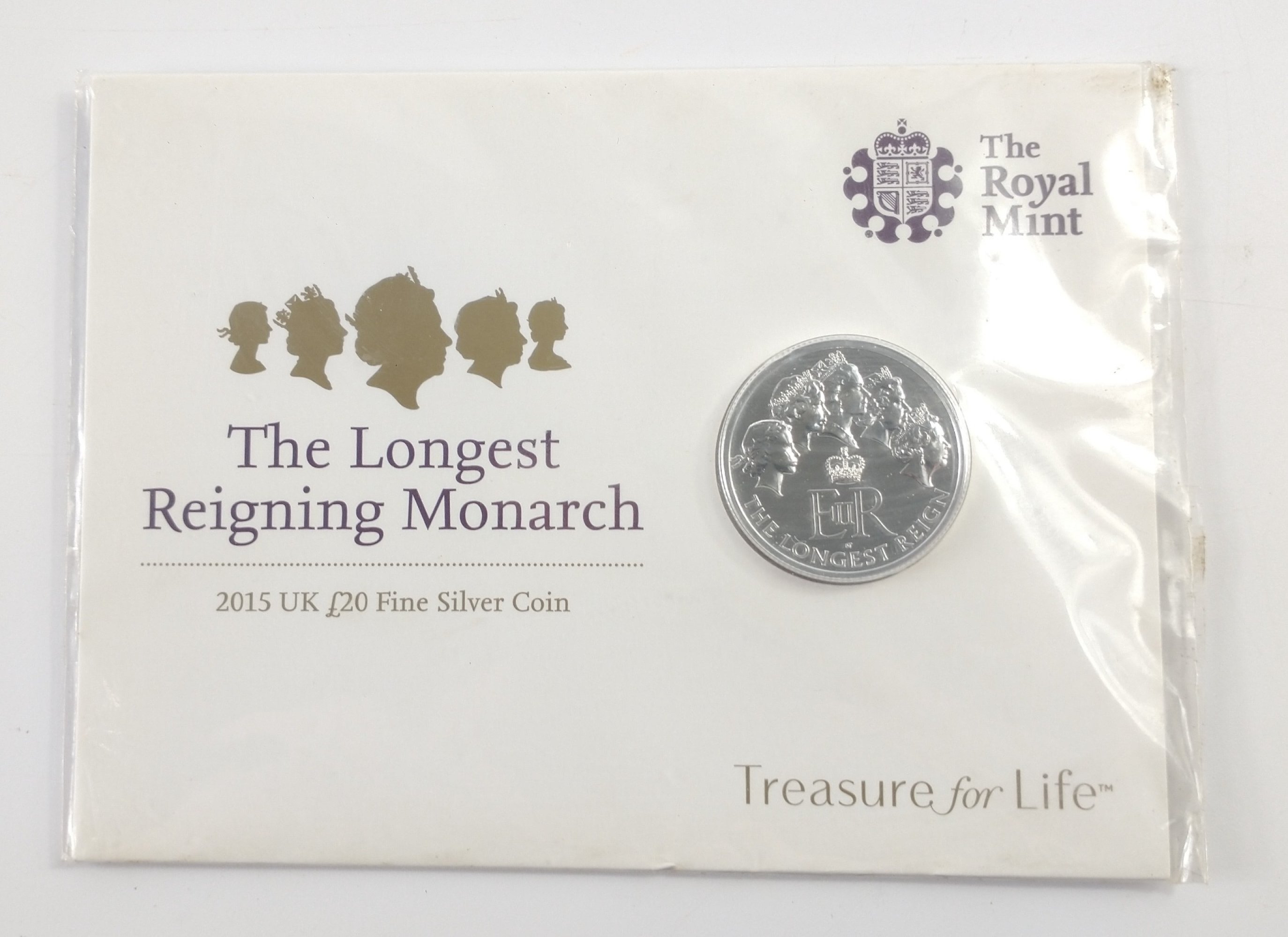 2015 £20 UK Fine Silver Proof Coin - The Longest Reigning Monarch