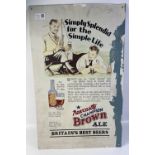 A vintage tin NEWCASTLE CHAMPION BROWN ALE advertising board - Simply Splendid for the Simple