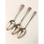 Three large antique SILVER spoons