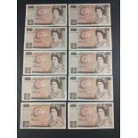 Ten Bank of England SOMERSET ten pound notes all in uncirculated condition