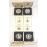 Four cased 1980 QUEEN MOTHER 80th Birthday Silver Proof coins
