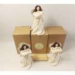 Three KNEEDED ANGELS figurines in boxes