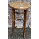 A VINTAGE BENTWOOD FRENCH CAFE bar stool - height 76cm x diameter 35cm approx
