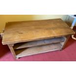 A lovely SOLID OAK media table - 3.5ft length x 18” depth x 18” height approx