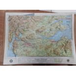 An interesting pressed educational Oxford Relief Map Series 4, Map 4 Glasgow Edinburgh Central