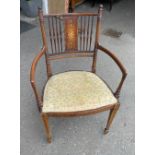 A nice quality EDWARDIAN inlaid spindle-back dining chair - suitable as a corner chair of the