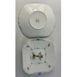 Two SHELLEY handpainted Crabtree pattern sandwich plates - dimensions each 25cm x 21cm approx