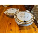 Two VINTAGE BURLEIGHWARE covered dishes, one is a large soup tureen 25cm diameter x 18cm height,