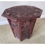 BEAUTIFUL QUALITY! An EIGHT-SIDED HAND CARVED INDIAN foldable sidetable - handcarved with