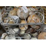 SUPER QUALITY - A collection of 12 Italian solid ornamental marble eggs within a lovely wirework