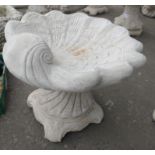 A stonework birdbath in the form of a clam shell, comes in 2 pieces 50x50x45cmH - brand new item