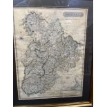 LOCAL INTEREST - FRAMED ANTIQUE map of PEEBLES-SHIRE 1821 published by John Thompson & Co