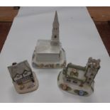 A set of 3 COALPORT fine bone china items to include "The American Church" approx