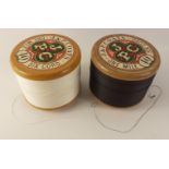 Rare to find - two J&P Coats one mile bobbins with white and black 6 cord thread