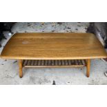 EXCITING ERCOL!An ERCOL coffee table with magazine shelf - standard size 4ft length approx