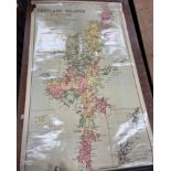 VINTAGE EDUCATIONAL Johnston (Geographers Engravers and Printers) wall map of SHETLAND ISLANDS