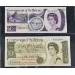 ST HELENA Banknote pair A/1 Prefix £1 and 50p