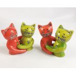 For LOVERS of CATS and a talking point for the dining table! Two salt and pepper sets of a green