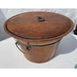 A vintage Chinese bamboo rice bowl with lovely patina and metal handles, brought back from Hong