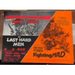 THE LAST HARD MEN Charlton Heston & James Coburn split poster with FIGHTING MAD with Peter Fonda