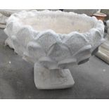 An artichoke style stoneware planter on a plinth, in 2 pieces, 53cmW x 41cmH - brand new item