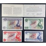 MAURITIUS Specimen Banknote set of four in excellent condition with certificate.