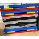 Always handy for a multitude of storage purposes - 3 red/blue/yellow collapsible crates and 3 in
