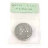 A large silver coin from the Sicilian/Messana region with hare and beetle reverse weight 13.5g