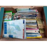 A box of old foldaway maps including tourist maps of the Lake District plus many Scottish maps and