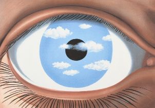 A framed limited edition RENE MAGRITTE Le Faux Miroir (The False Mirror) lithograph