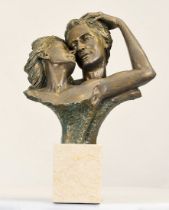 This beautiful Spanish sculpture of an embracing couple has been cast from composite stone and