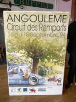 RARE! - A LARGE PERIOD VINTAGE FRENCH ADVERTISING board CIRCUIT Des REMPARTS ANGOULEME 16th-18h