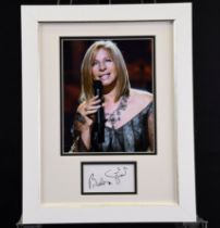 A lovely framed original authenticated signature of the fabulous singer and actress BARBRA STREISAND