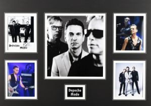 Memorabilia presentation incorporating a photograph signed by DEPECHE MODE band members Dave