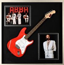 A stunning framed item of ABBA memorabilia which has incorporated within the large box frame a