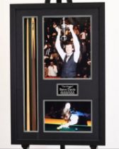 This personally signed snooker cue by STEVE DAVIS has been professionally framed
