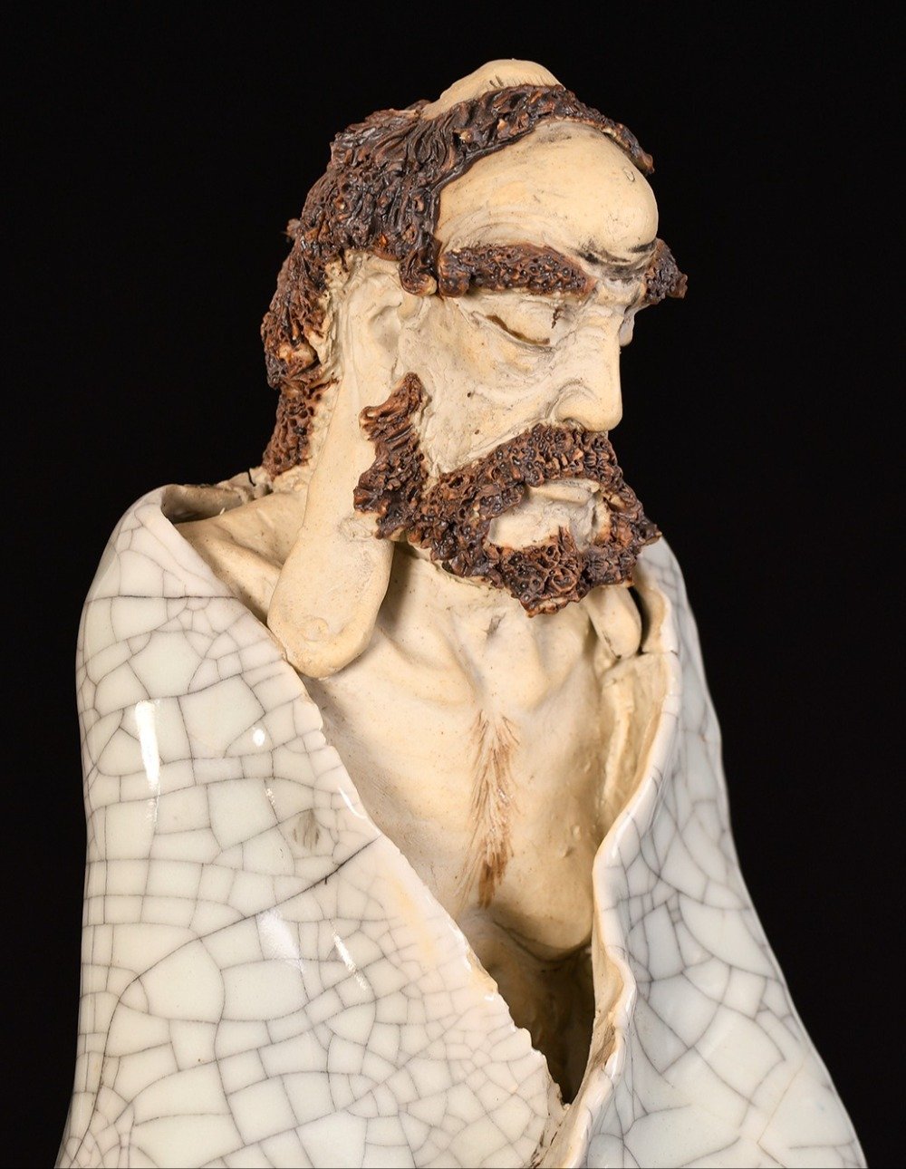 A completely hand sculpted original Shiwan porcelain figure - Bild 6 aus 11