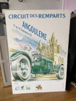 RARE! - A LARGE VINTAGE FRENCH ADVERTISING board CIRCUIT Des REMPARTS ANGOULEME 17th-19th