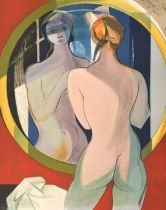A lithograph in colours by CAMILLE HILAIRE (1916-2004) Nude with mirror signed bottom right and is