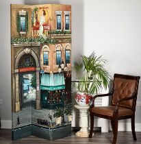 This very rare and unusual wonderful piece of original art is in the form of a folding screen/room