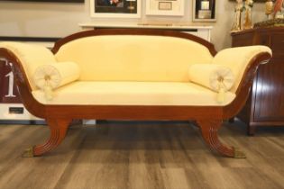 A two seater rosewood frame upholstered sofa