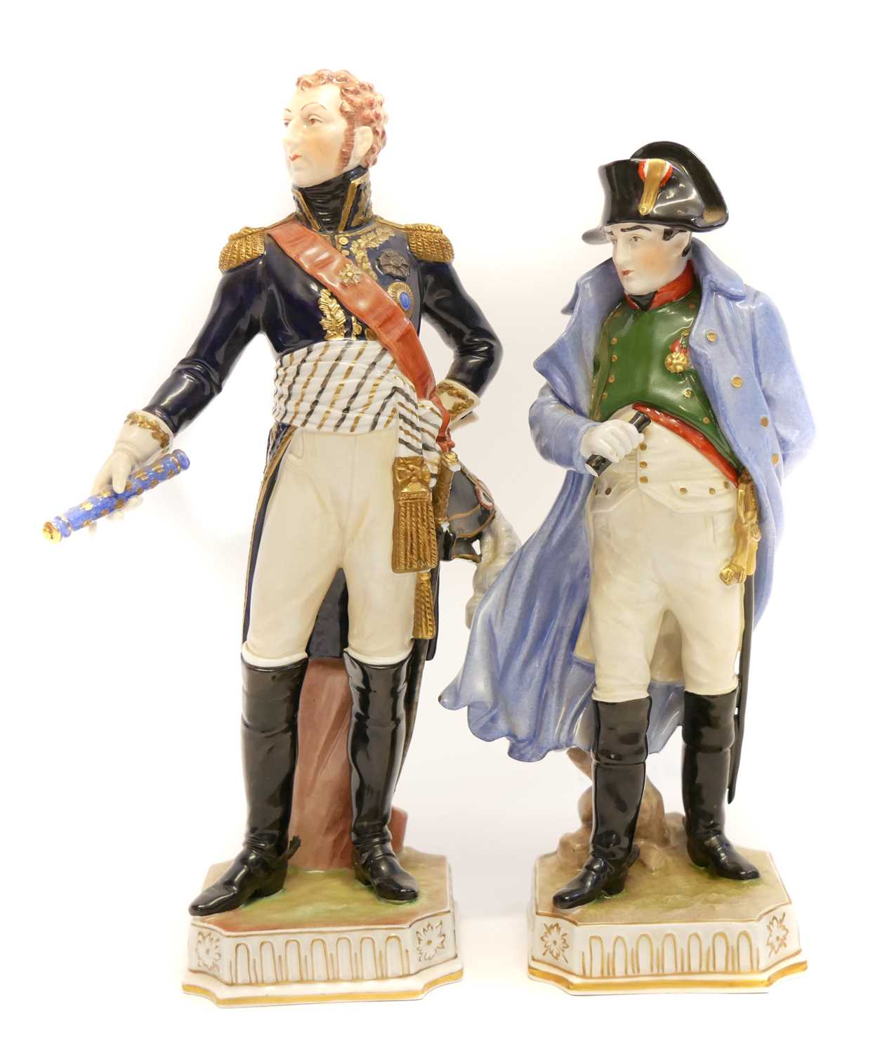 Pair of Dresden figures of Wellington and Napoleon