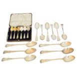 A selection of silver flatware,