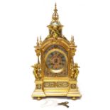 French Eight-Day Gilt Brass and Champleve Mantel Clock