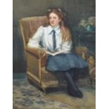 David Thomas Robertson (British 1879-1952) Seated girl reading