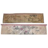 Two Chinese scroll paintings on silk