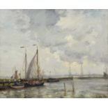 James Campbell Noble R.S.A. (Scottish 1846-1913) "The Anchovy Boats - Volendam Harbour"