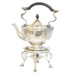 A George V silver kettle on stand,