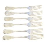 Six Victorian silver dinner forks,